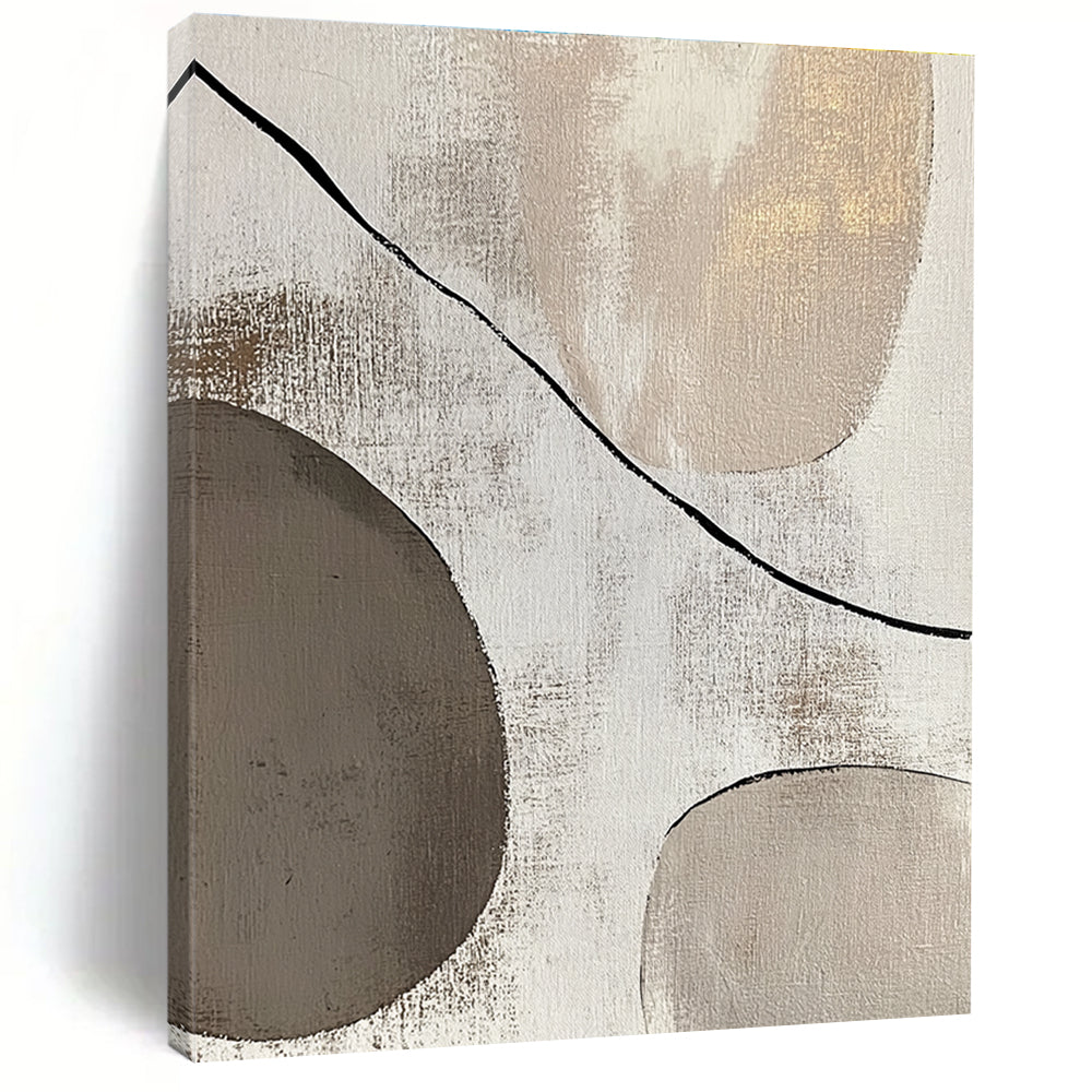 Beige and Gray Minimalist Forms Abstract Painting with Subtle Harmony WINK047