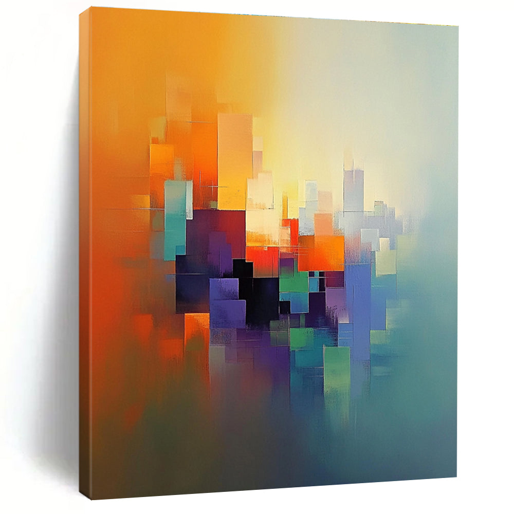 Bright Color Blocks Abstract Painting with Lively Creativity WINK186
