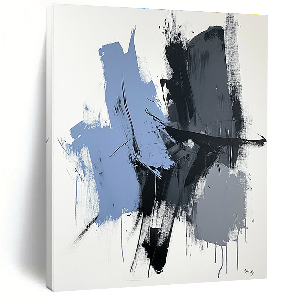 Blue Gray Black Abstract Painting with Subtle Drama WINK517