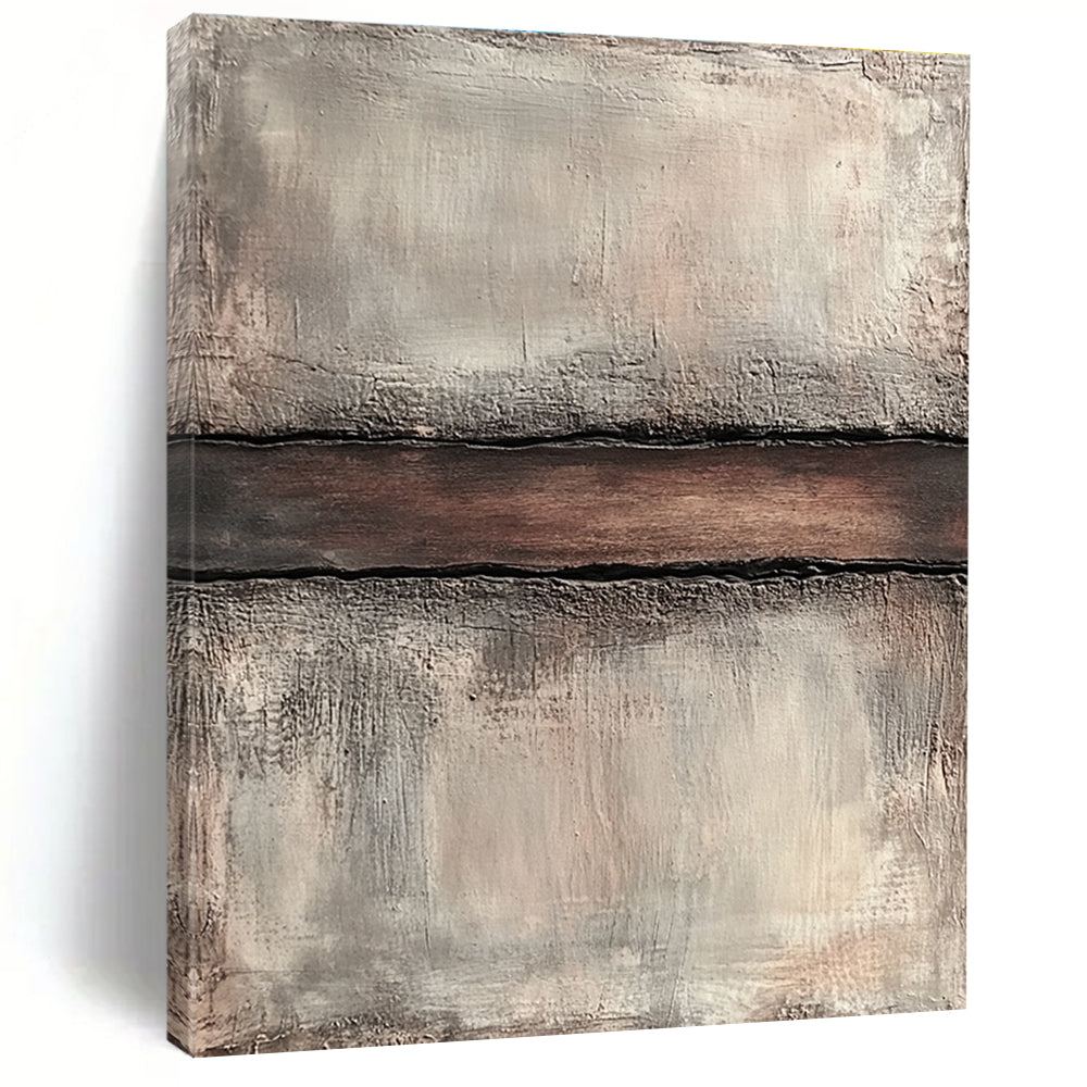 Gray and Brown Textured Divide Abstract Painting with Rustic Simplicity WINK038