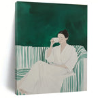 Woman with a Cup Serene Lifestyle Abstract Painting GAB0259