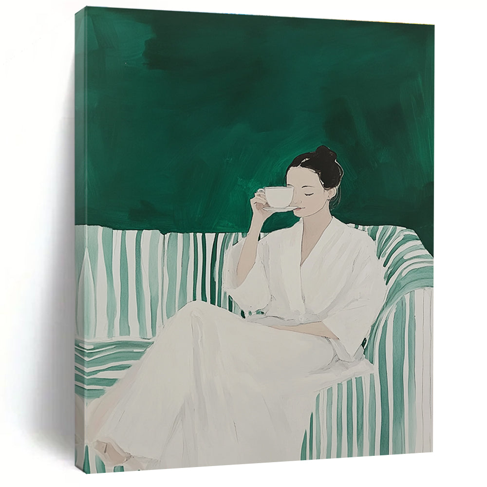 Woman with a Cup Serene Lifestyle Abstract Painting GAB0259