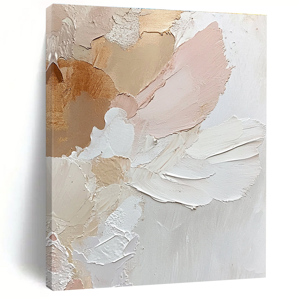 Textured Pink and Beige Flowers - Soft Botanical Abstract Painting GAB0478