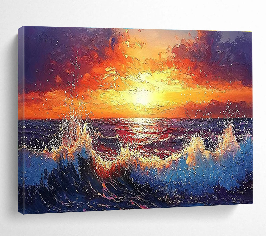 Ocean Sunset Abstract Painting for Coastal Restaurants YHT165