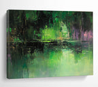 Forest Reflection Abstract Painting with Deep Greens and Purples ABS267