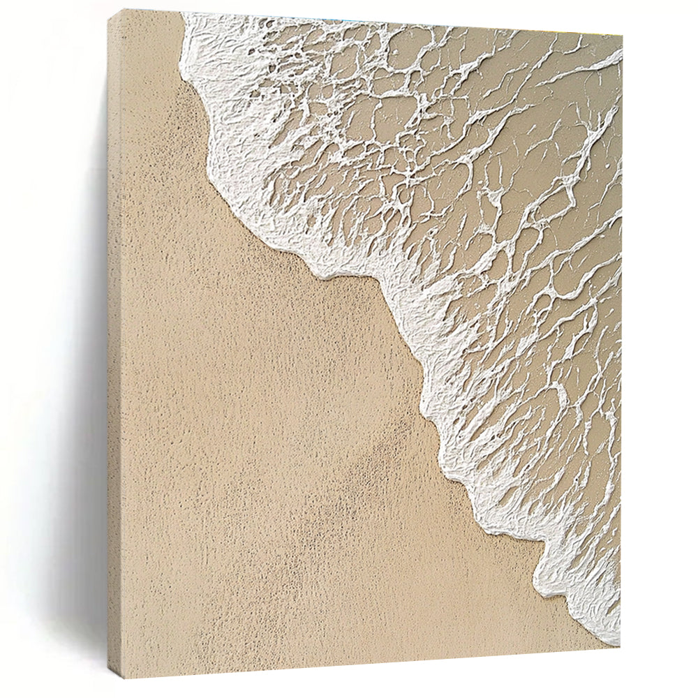 Beach Wave with Intricate Foam Abstract Painting with Detailed Textures GAB0078