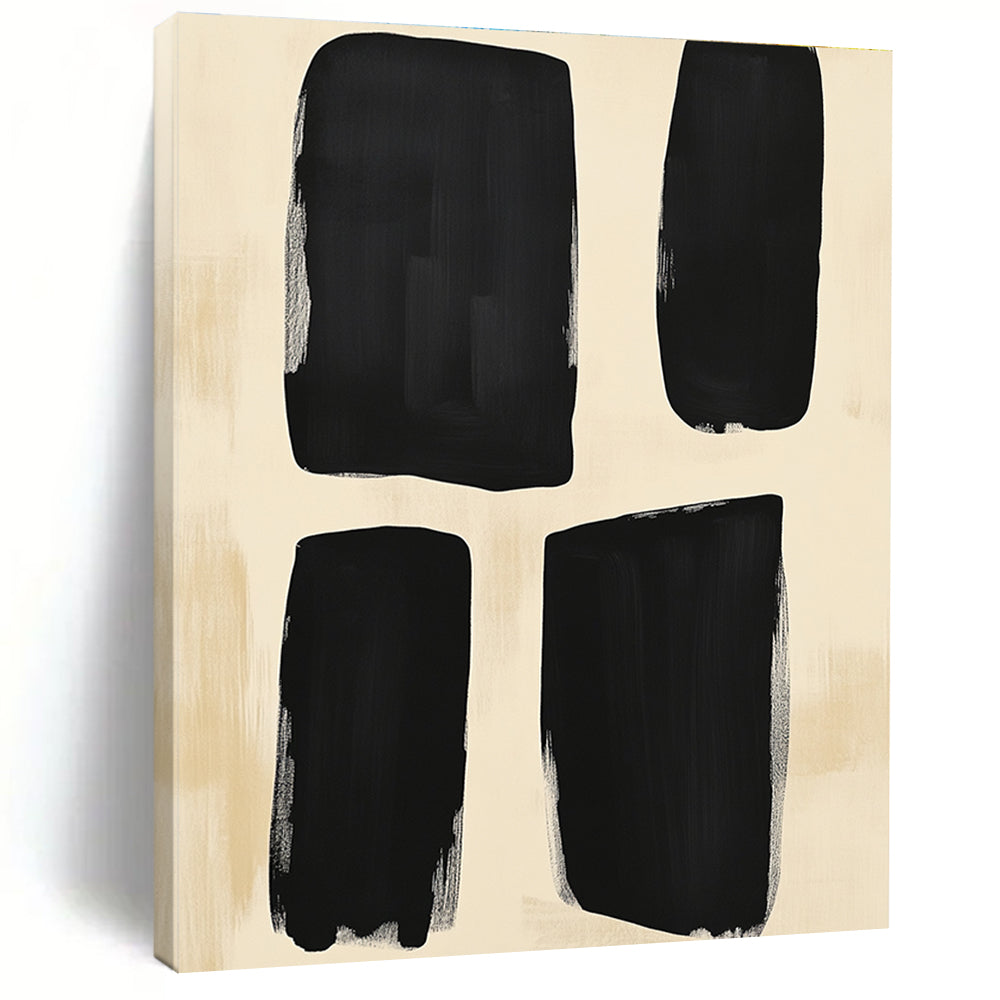 Simple Black Shape Abstract Painting with Understated Charm WINK829