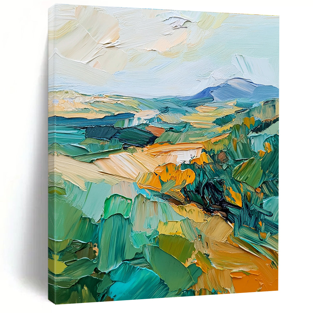 Colorful Landscape Impression Abstract Painting of Vibrant Countryside GAB0096