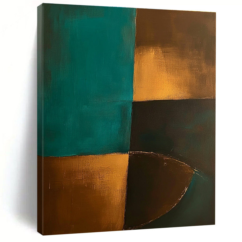 Teal Gold Geometric Abstract Painting with Luxe Simplicity WINK707