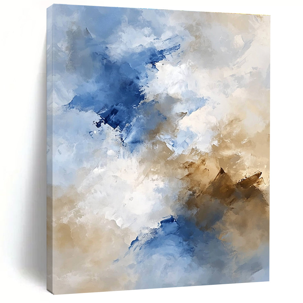 Blue - Beige Abstract Clouds Painting with Serene Harmony WINK370