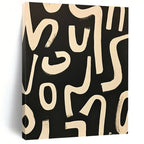 Black and White Curved Lines Dynamic Abstract Painting GAB0370