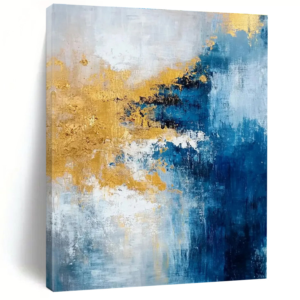 Blue and Gold Abstract Painting for Luxury Hotel Lobbies HENG062
