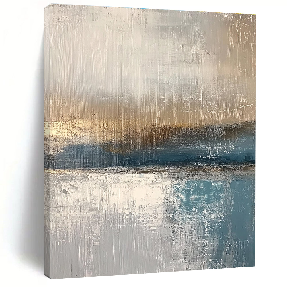 Minimalist Gray - Blue Sea Abstract Painting: Quiet Contemplation in Hues GAB0958