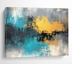 Blue - Gold Abstract Fusion Painting with Dynamic Textures ABS419