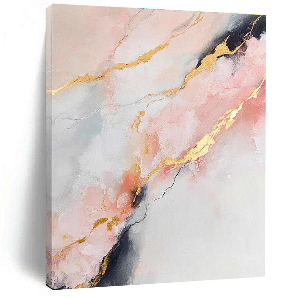 Pink and Gold Marble - like Abstract Painting with Luxurious Flow WINK279