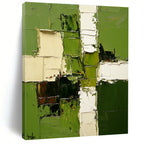 Green White Brown Abstract Painting with Lush Forest Inspirations WINK478