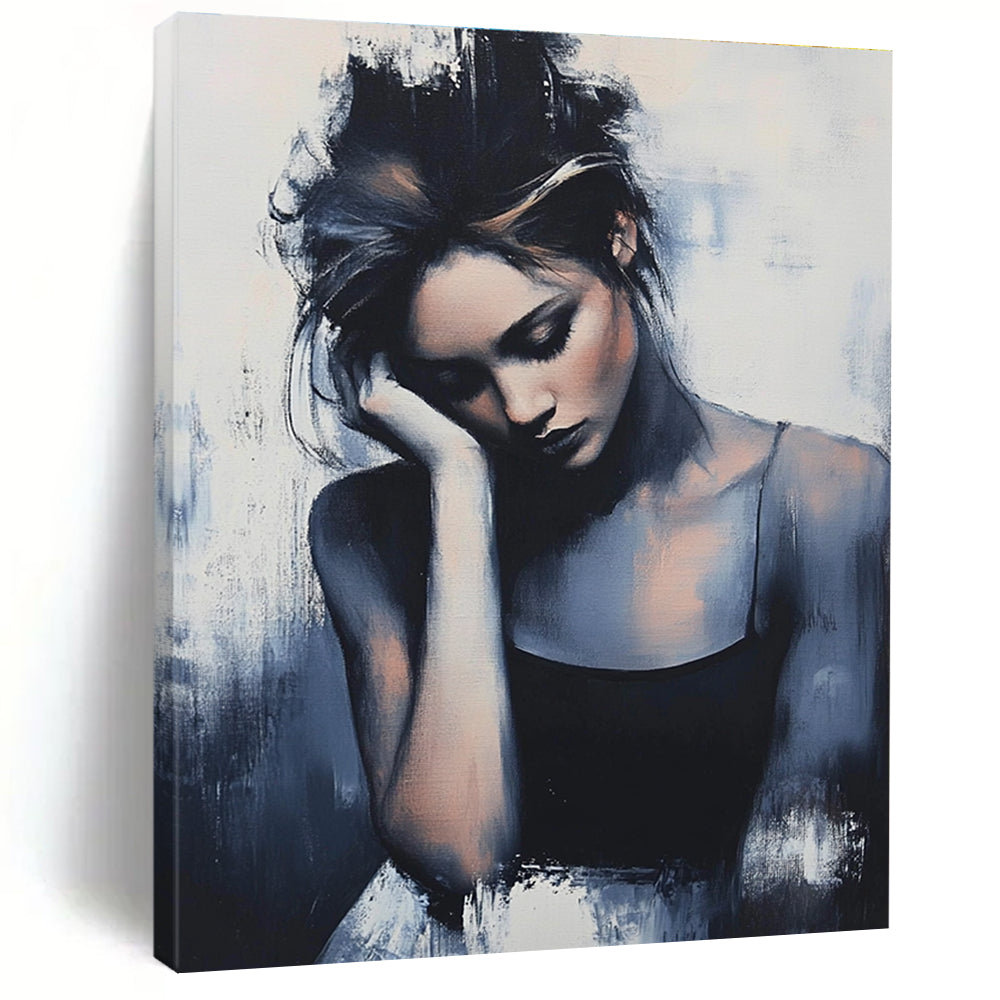 Pensive Woman Portrait - Emotional Figurative Abstract Painting GAB0425