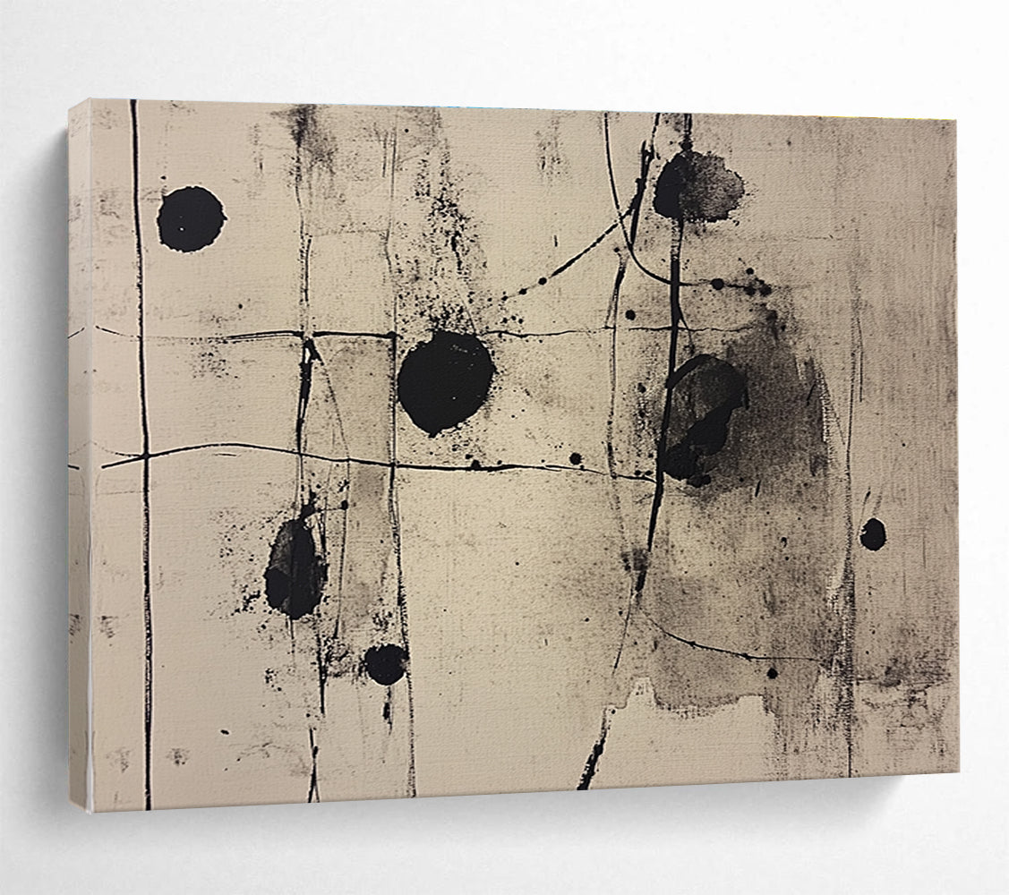 Ink - Splatter Abstract Painting with Dynamic Black and White ABS253