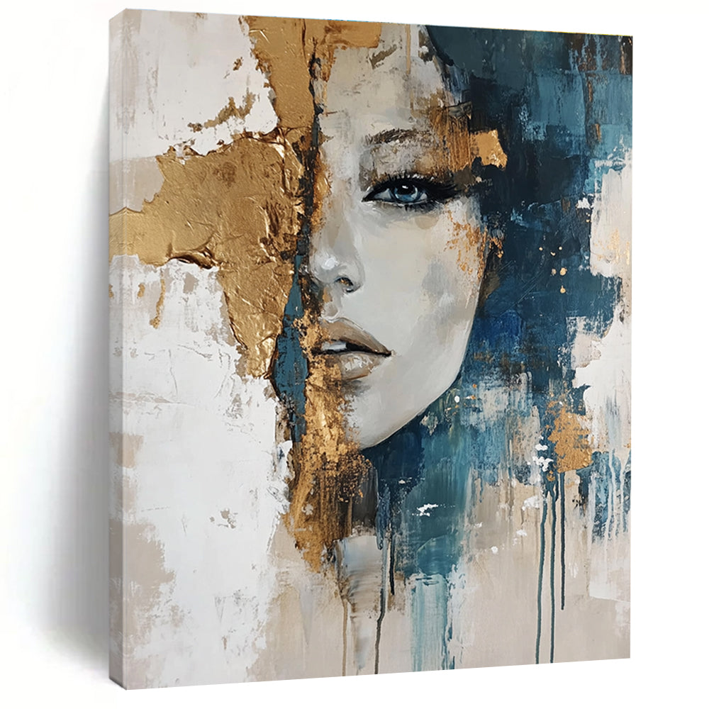 Portrait with Gold Accents Abstract Painting for Glamorous Boudoirs GAB0825