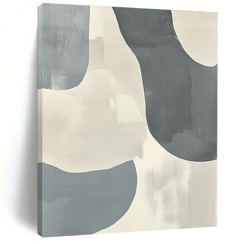 Soft Gray and White Curves Abstract Painting with Gentle Fluidity WINK161