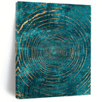 Teal and Gold Circles Luxurious Abstract Painting GAB0371