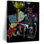Bold Dark - Hued Abstract Forms Painting for Dramatic Spaces HENG294