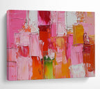 Pink and Red Block Textured Abstract Painting ABS271