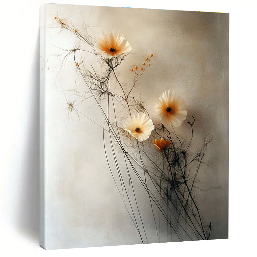 Delicate Flower Arrangement Abstract Painting for Minimalist Bedroom Decor GAB1272