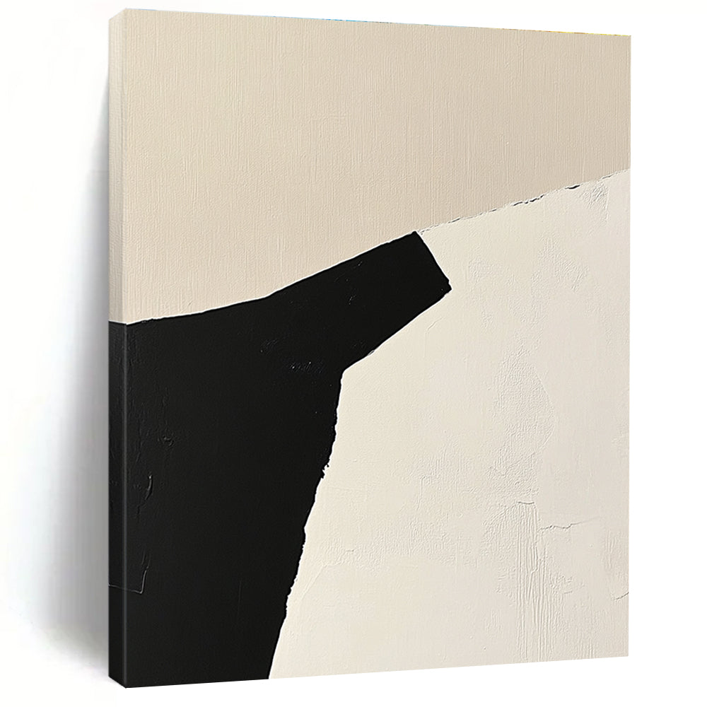 Angular Black and White Form Abstract Painting with Sharp Contrast WINK166