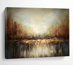 Autumn Forest Reflection Abstract Painting for Seasonal Spaces YHT059