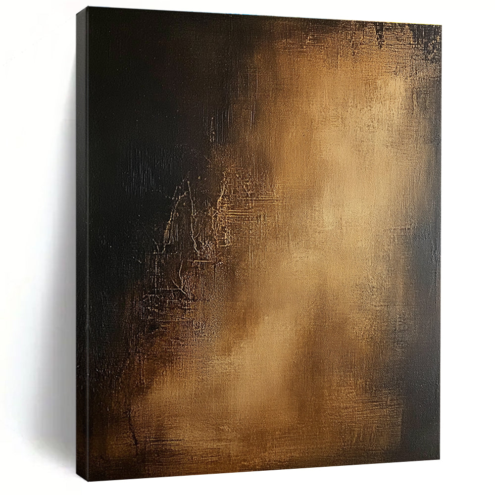 Dark Brown and Gold Gradient Abstract Painting with Opulent Depth WINK032