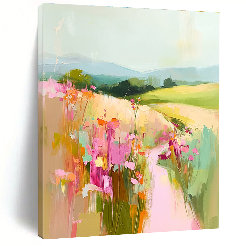 Landscape with Flower Path Impressionistic Abstract Painting GAB0362