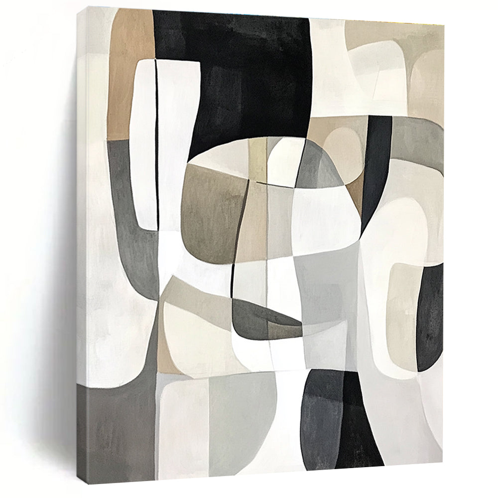 Soft - Hued Geometric Interplay Abstract Painting with Gentle Harmony WINK212