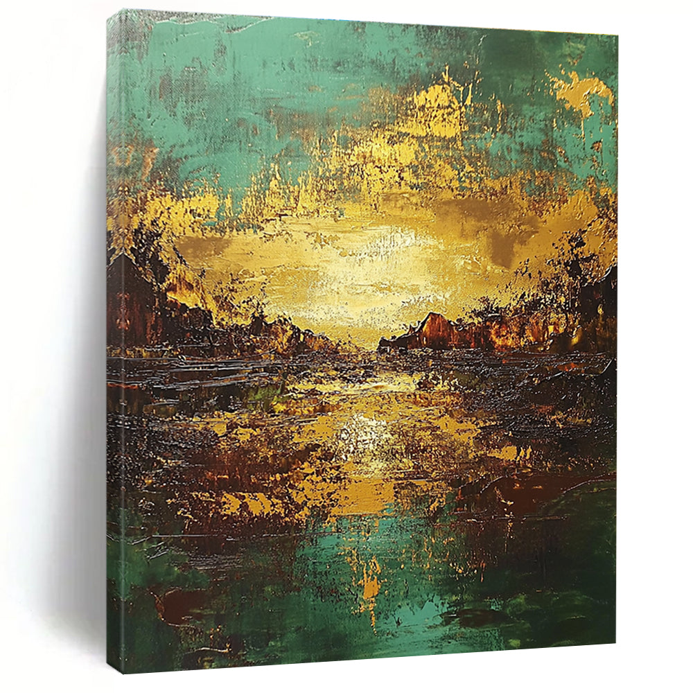 Golden Sunset Abstract Painting for Luxury - Styled Residences GAB1063