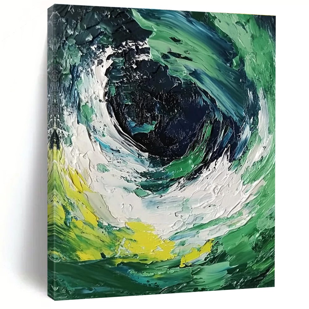 Green and Blue Swirl Abstract Painting with Dynamic Energy WINK070
