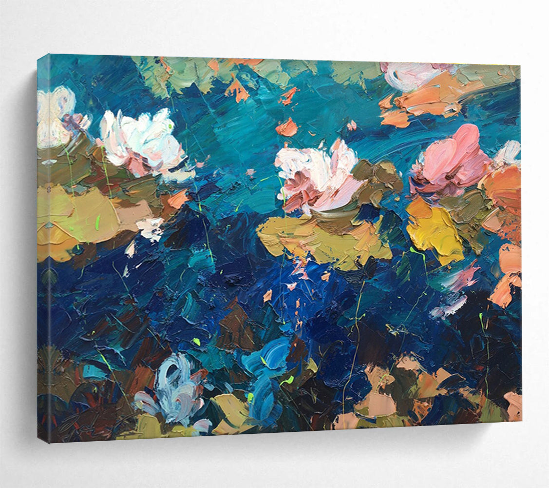 Water Lilies Abstract Painting for Modern Spa Retreats YHT482