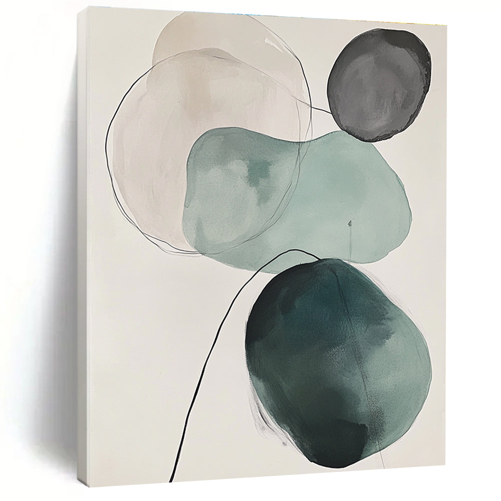 Green and Gray Circles Abstract Painting for Modern Offices GAB0986