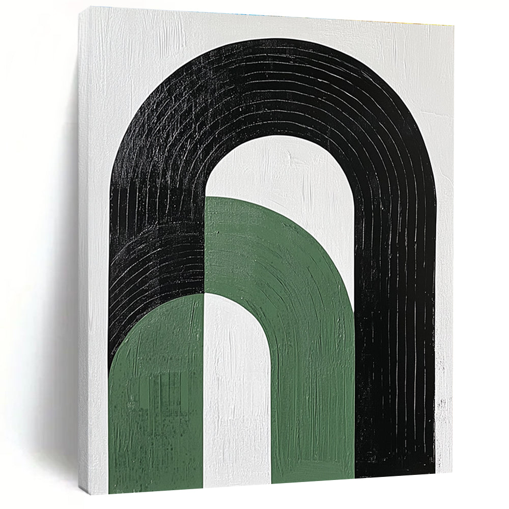 Green and Black Arches Minimalist Geometric Abstract Painting GAB0292