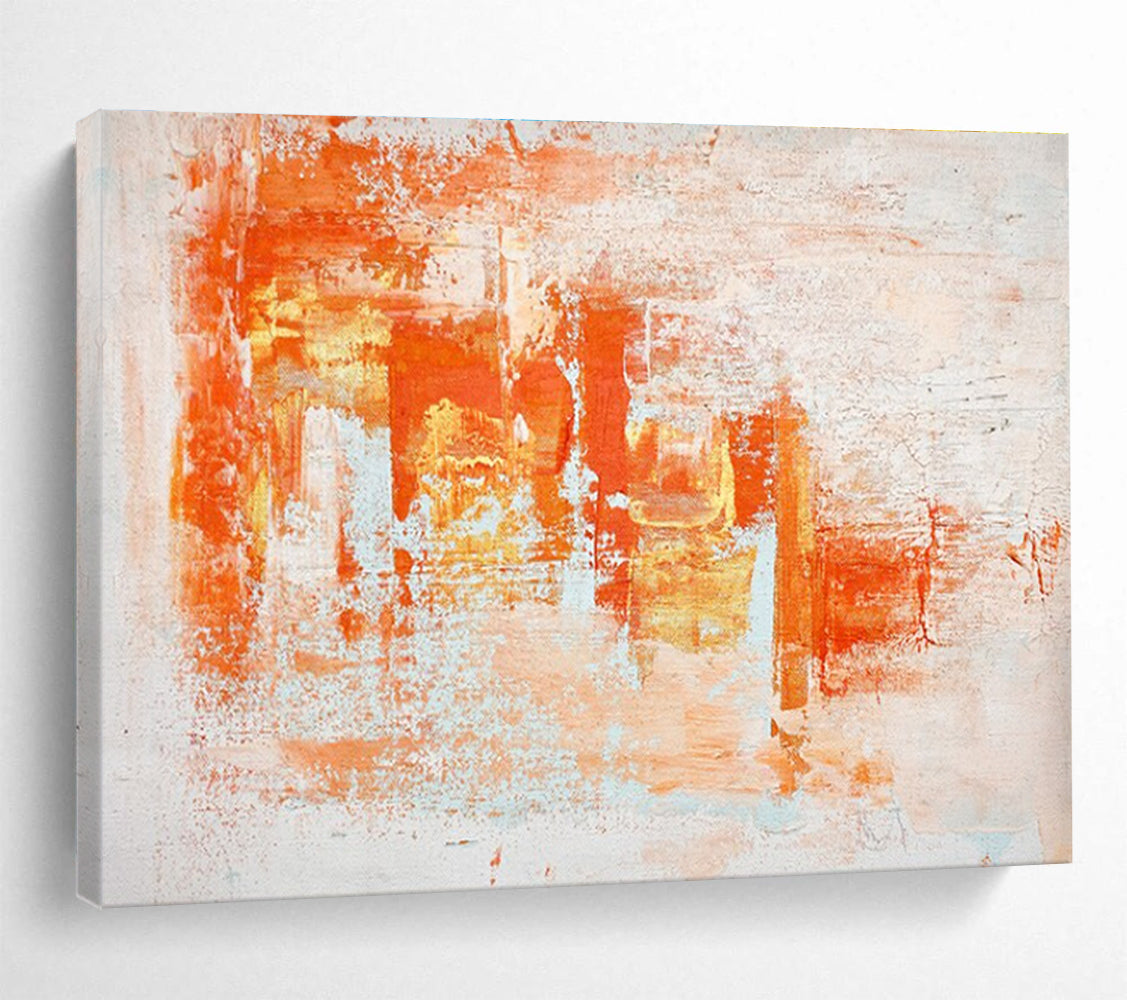Orange and White Abstract Painting for Creative Coworking Spaces YHT377
