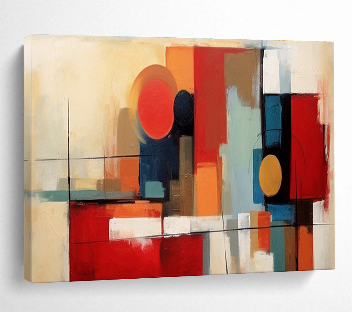 Geometric Color Block Abstract Painting for Urban Office Interiors YHT219