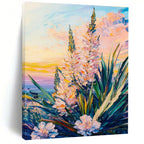 Pastel Floral Sunset Abstract Painting for Romantic Bed and Breakfasts HENG528