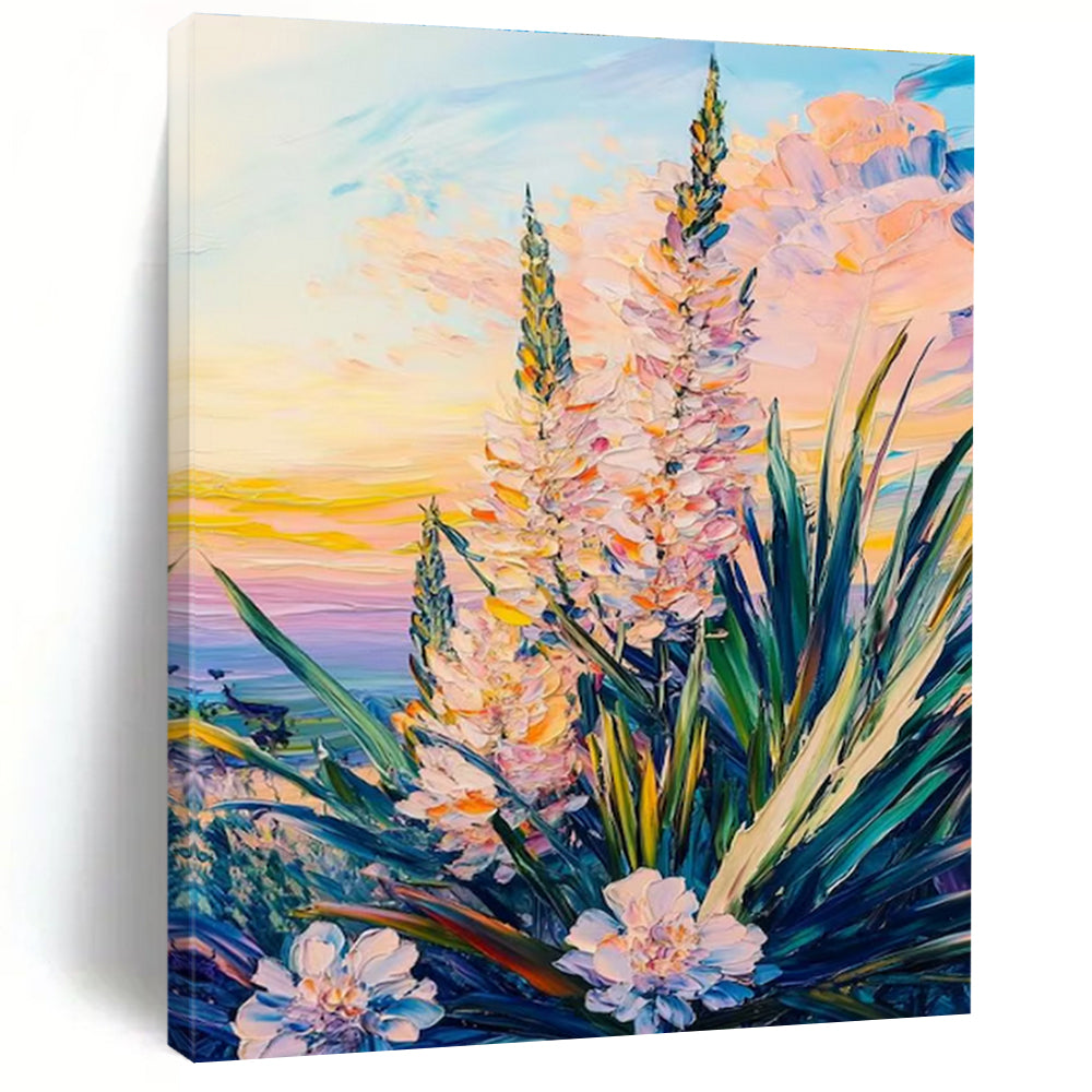 Pastel Floral Sunset Abstract Painting for Romantic Bed and Breakfasts HENG528