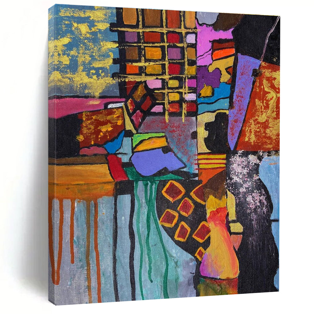 Colorful Geometric Abstract Painting for Trendy Retail Spaces HENG459