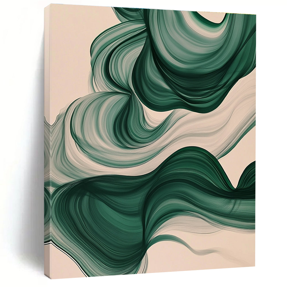 Green Abstract Waves Painting with Nature's Flow WINK423