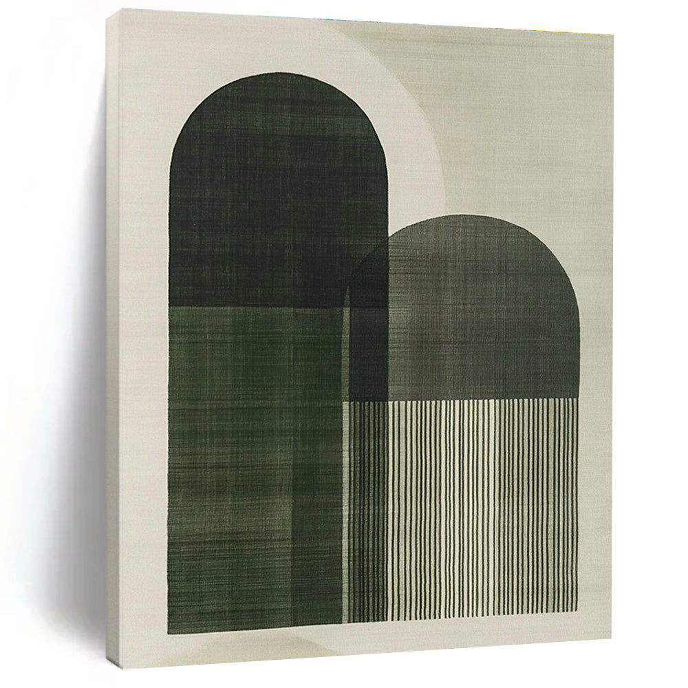 Green Arch Shapes Abstract Painting of Architectural Abstraction GAB0218