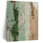 Green and Beige Textured Abstract Painting with Earthy Warmth WINK096
