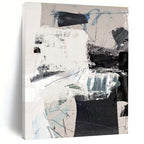Mixed Media Black - White Abstract Painting for Industrial - Chic Lofts HENG194