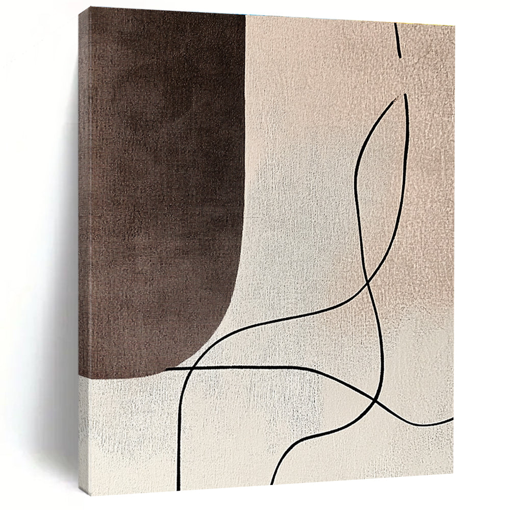 Curved Lines on Neutral Abstract Painting with Gentle Flow WINK181