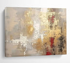 Gold - Red Abstract Textured Painting for Luxe Interiors YHT044