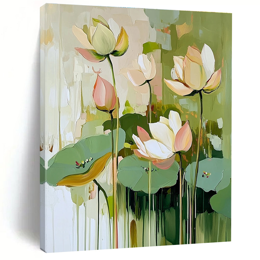 Lotus Flower Bunch - Elegant Floral Abstract Painting GAB0619